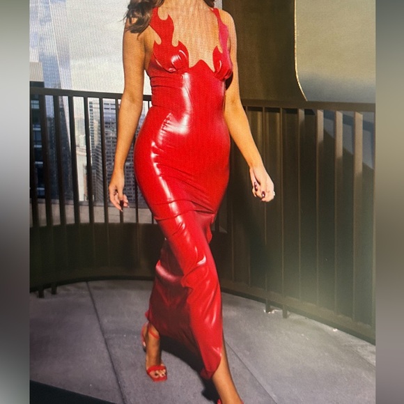 ❤️POSTER GIRL Roast Latex Red Dress - Picture 3 of 4
